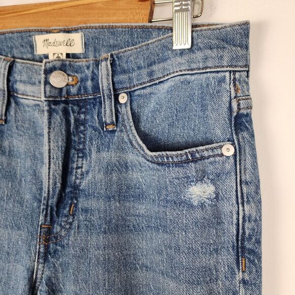 Madewell Jeans Mid-rise Perfect Vintage Distressed Ripped Blue Stretchy Sz 25 - Picture 13 of 16